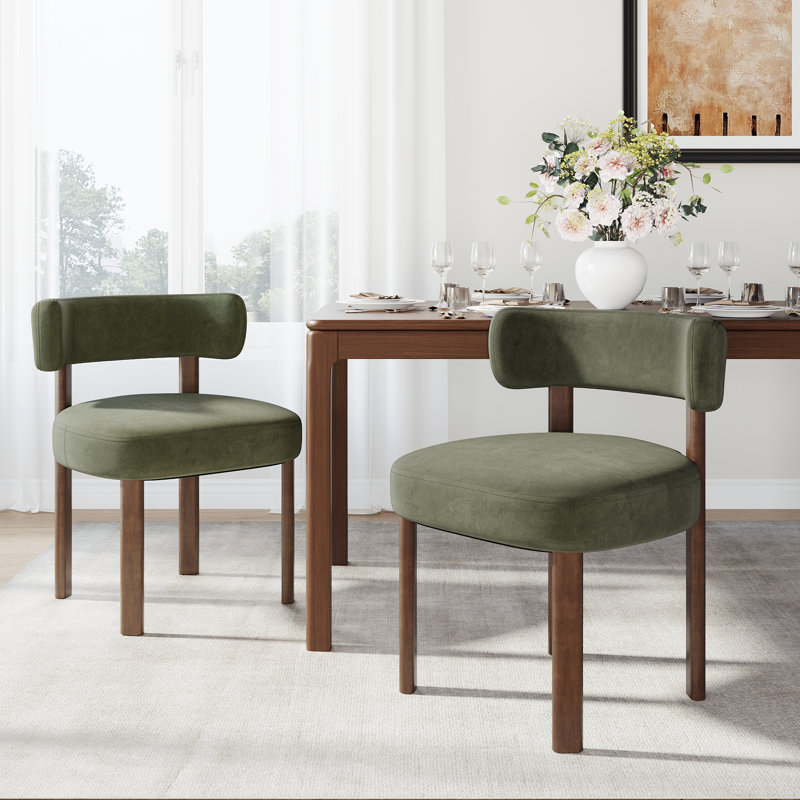 48.5cm H Upholstered Upholstered Back Side Chair, Velvet Green