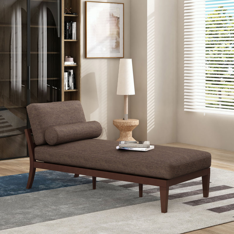 Chaise longue en tissu Sarom avec traversin, Polyester à 100 % de couleur brune