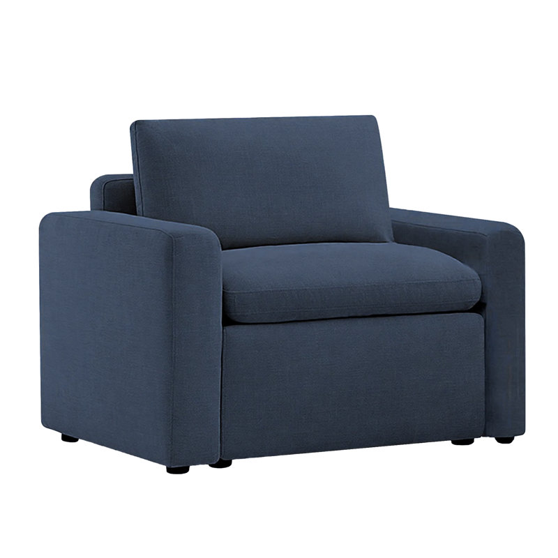 Lana Upholstered Chair With Ottoman, Blue Polyester
