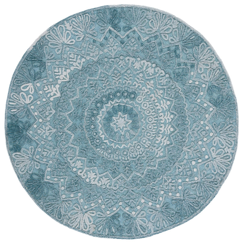 Stephnie Hand Tufted Performance Geometric Rug, Round 6'