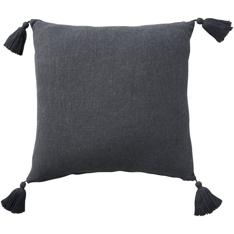 GE220-020020 Embroidered Cotton Pillow Cover, Charcoal/Gray