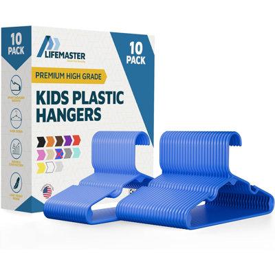  Cintres en plastique pour enfants - Cintre pour enfants avec encoche, organisateur de garde-robe compact pour enfants, tout-petits et enfants de 11,6 pouces, pouvant contenir jusqu'à 5 lb, paquet de 10, bleu