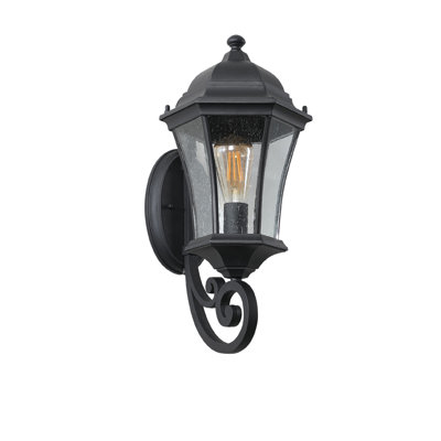 1-Pack Vintage Wall-Mounted Outdoor Lantern Light – Elegant Black Metal Sconce for Porch, Patio, and Garden Lighting (Bulb Not Included)