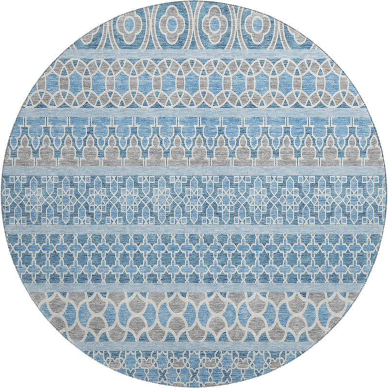 Premium Machine Washable Prisco Sky Rug, Round 8'