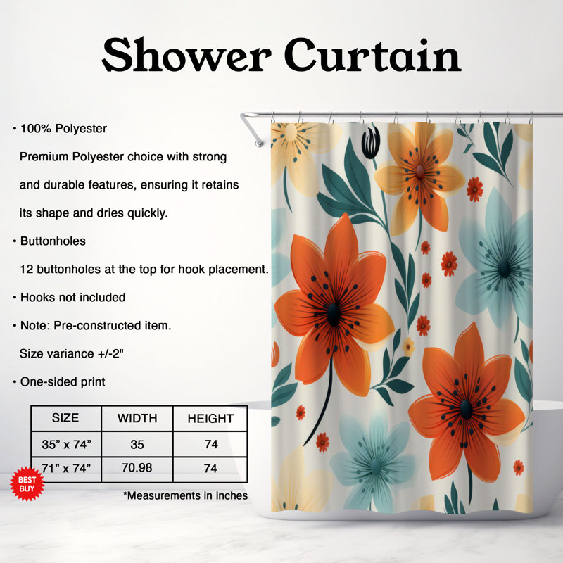 Eclectic Designs - Premium Shower Curtain, 74" H x 71" W