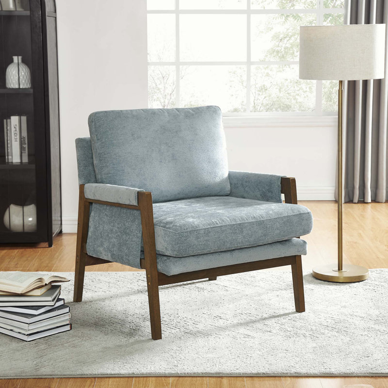 Fauteuil de salle à manger rembourré, Bleu clair