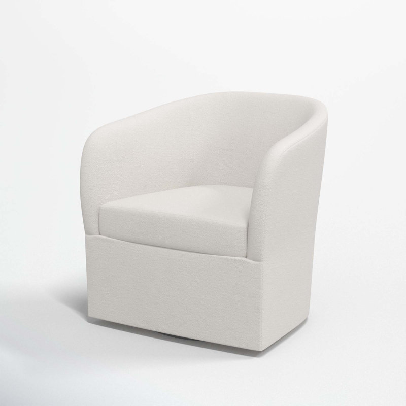 Lesia Upholstered Swivel Barrel Chair, Bella Light Gray Performance Velvet