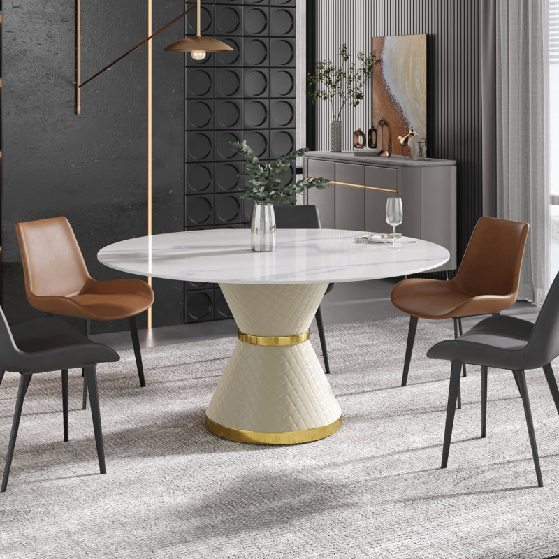 Table de salle à manger Modern, H 29,53 po x L 59 po x l 59 po, Blanc