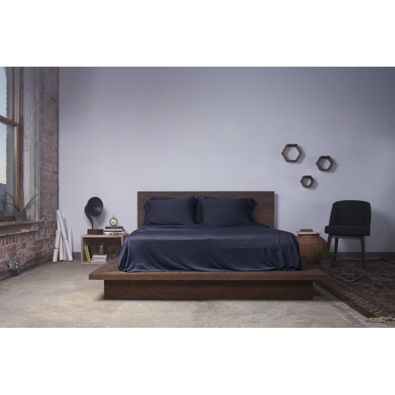  Ensemble de draps de couleur unie, Marine, Ensemble de drap pour lit très grand avec drap-ho