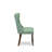Dallas Parson Dining Room Chairs - Button Tufted Nailhead Willow Green Polyester Fabric Padded Chairs, Set of 2, Antique Walnut-2063801562