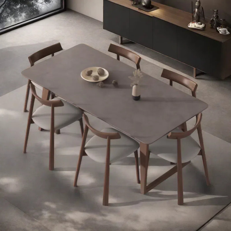 Ensemble de table de salle à manger rectangulaire en bois massif gris mat, H 29,52 po x L 62,99 po x l 31,49 po