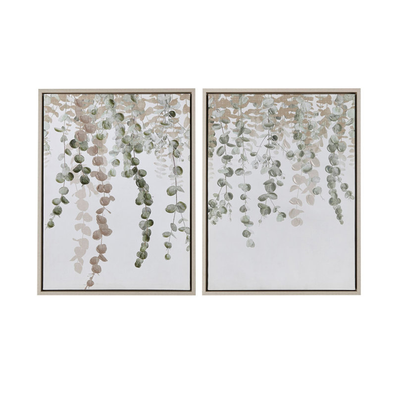 Ensemble de décoration murale en toile encadrée 2 pièces Eucalyptus