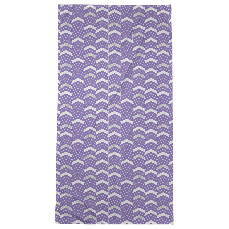 Serviette de plage lineed chevrons Stephenie, Mauve / Gris