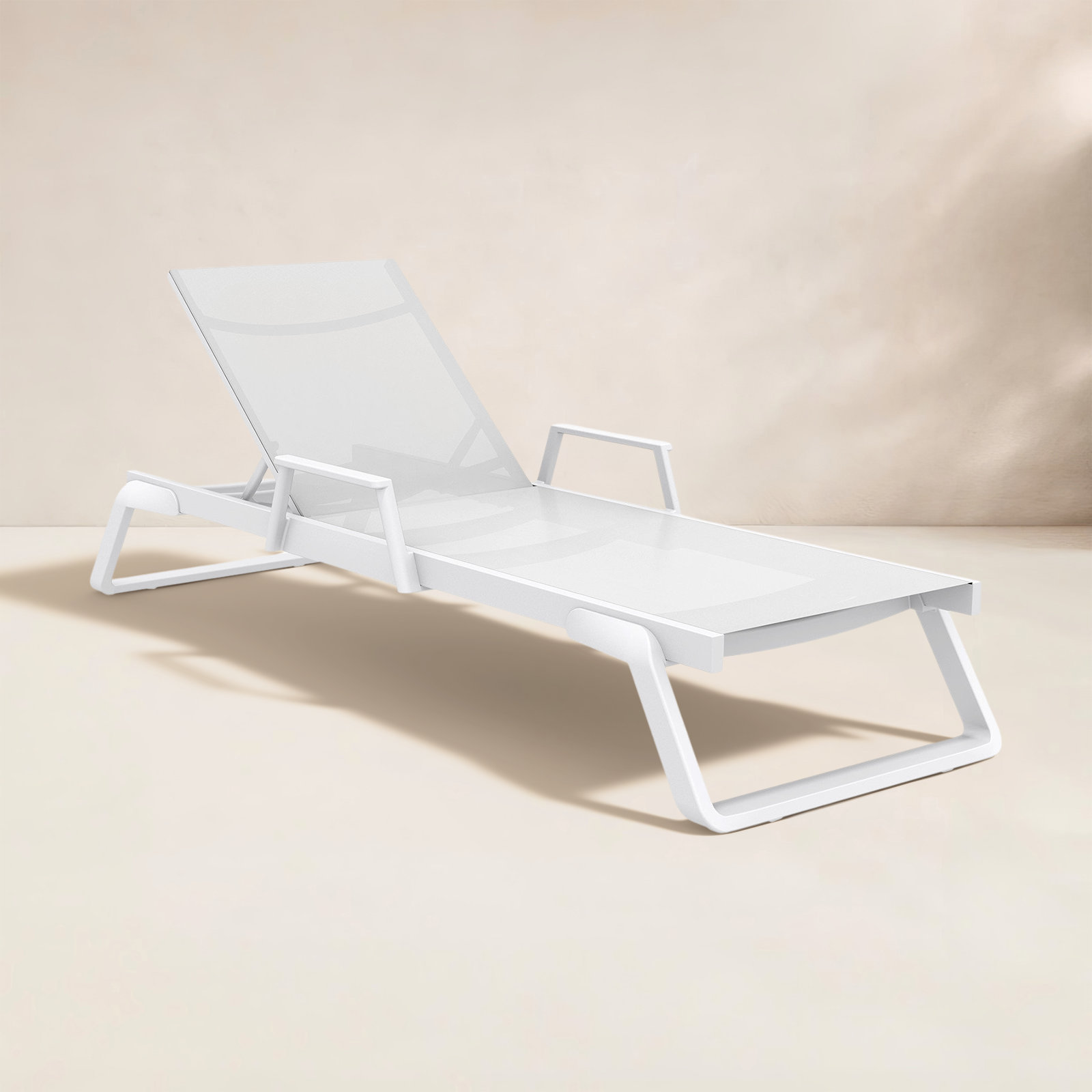 Genelda 28" Patio Chaise Lounge, White