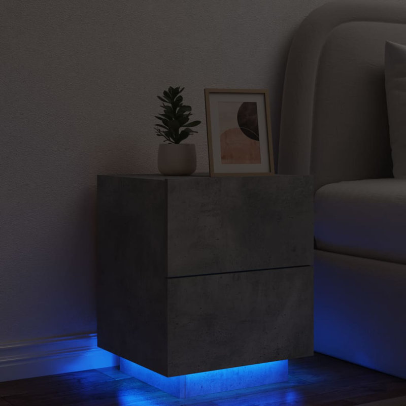 Briah 45cm W Bedside Table, Concrete Grey, Individual