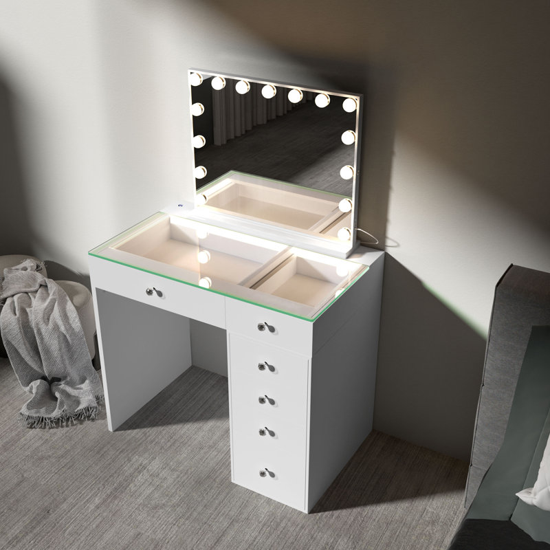 Dressing Table With Bluetooth Mirror Led Lights