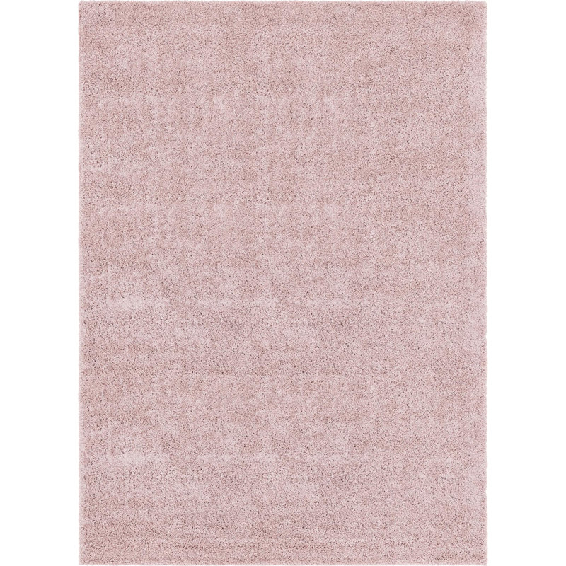 Tapis rose en polypropylène tissé à la machine à poils longs Fragos, Rectangle 8 pi x 11 pi