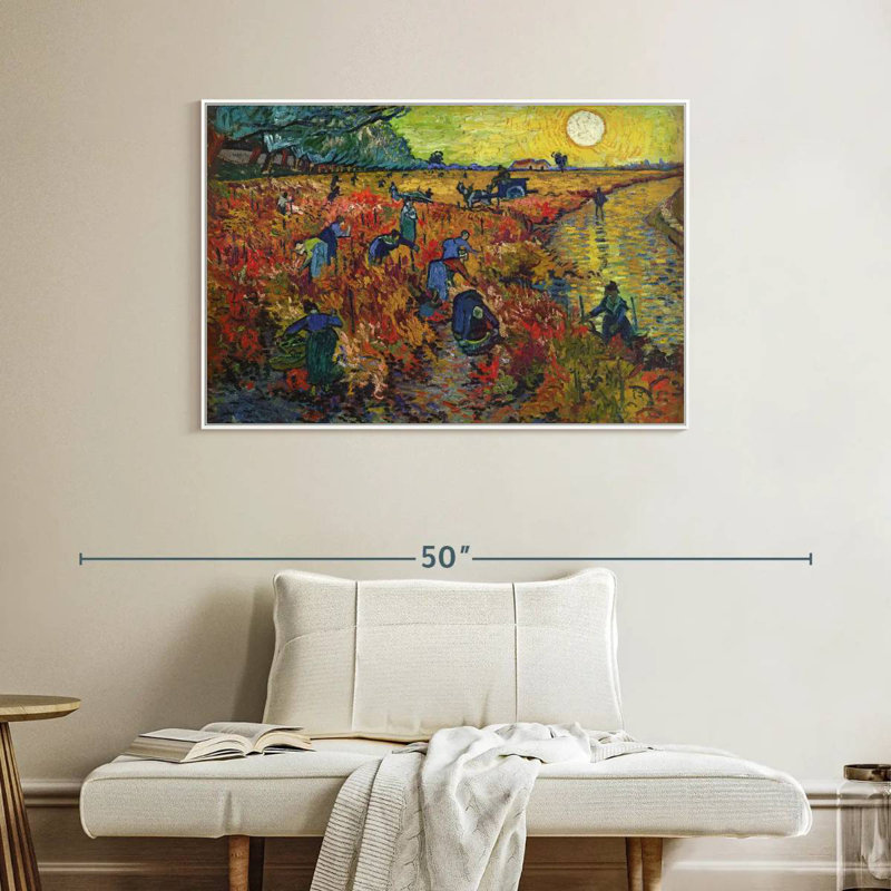 Vignes rouges à Arles, 40 po x 27 po, Cadre flottant blanc