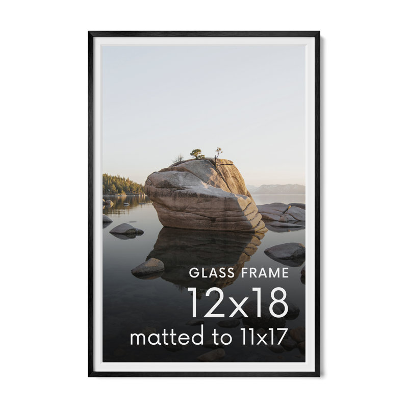 Cadre photo en métal avec verre, Noir, L 12 po x H 18 po
