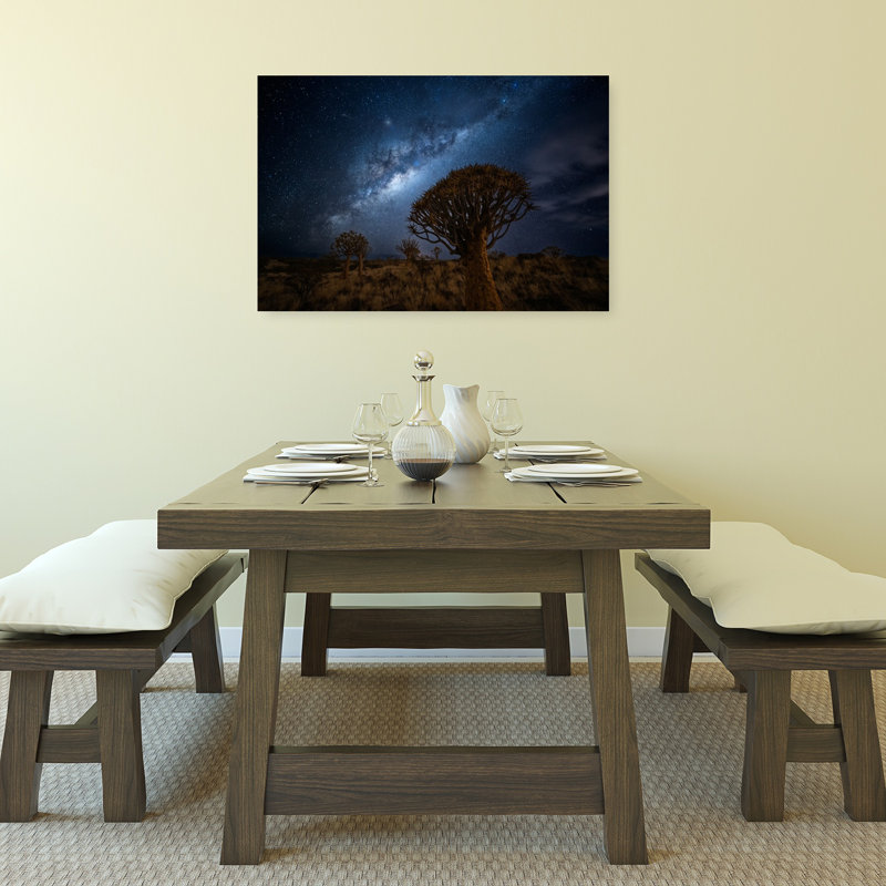 Starry Night Quiver Trees Dramatic Tranquil Abstract Landscape Nature Wall Art Print 1 Piece Wrapped Canvas Wall Art