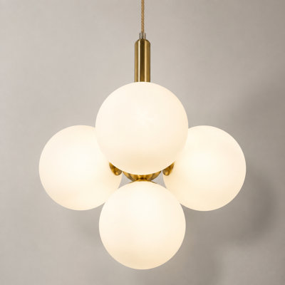 4 Light Dimmable Modern Globe Pendant Light With Froster Glass Shade