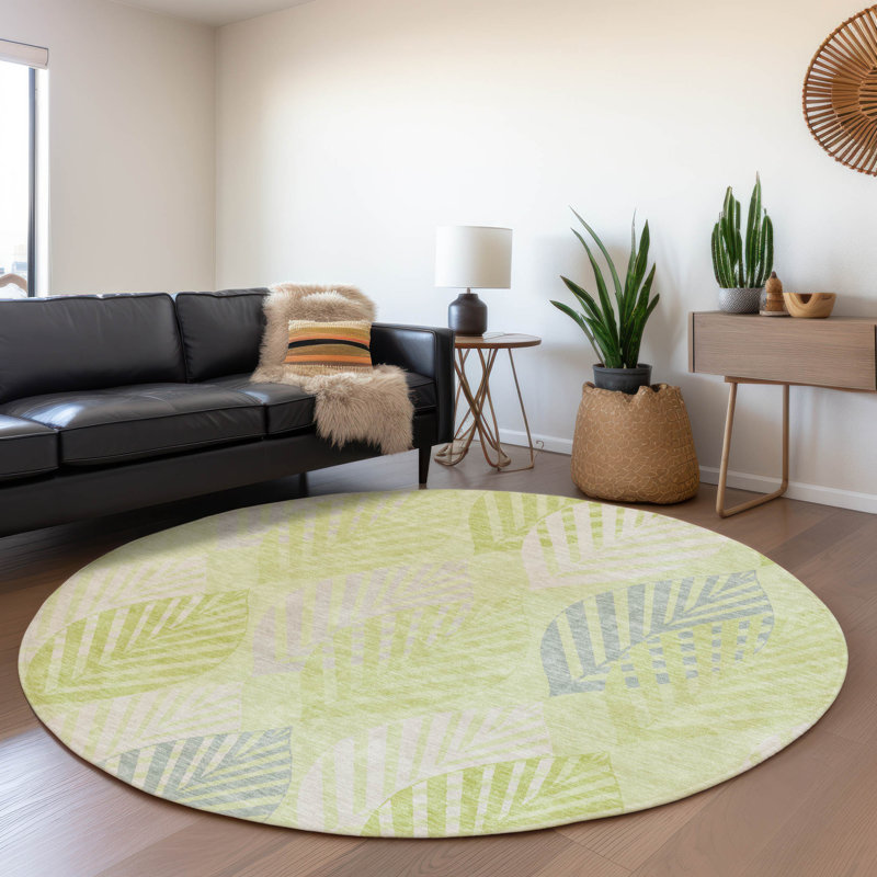 Neysa Washable Floral Indoor / Outdoor Rug, Round 8'