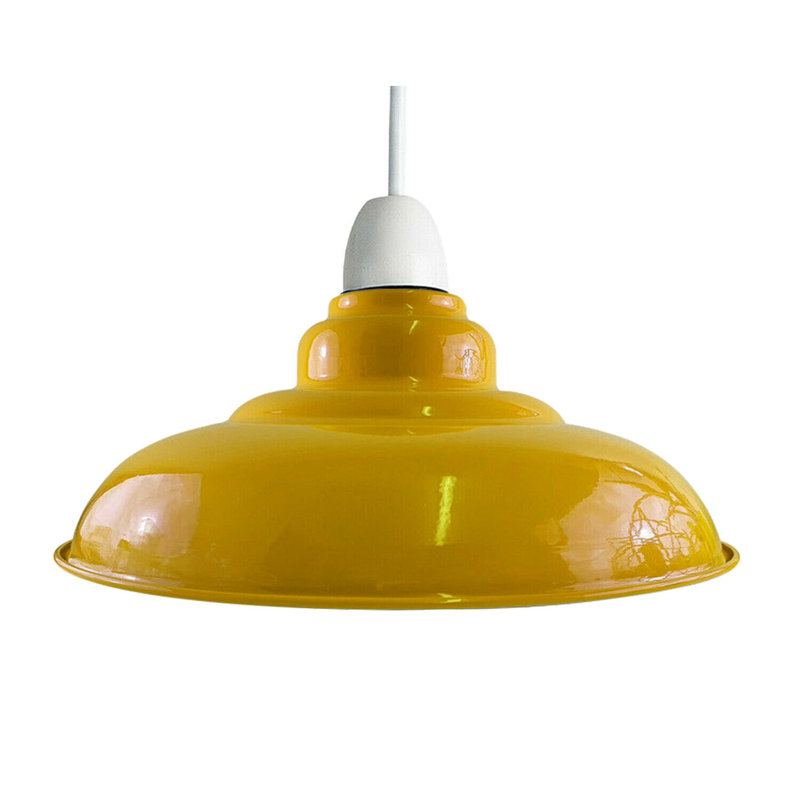 34.29cm H Metal Bowl Lamp Shade ( Screw On ) in Yellow