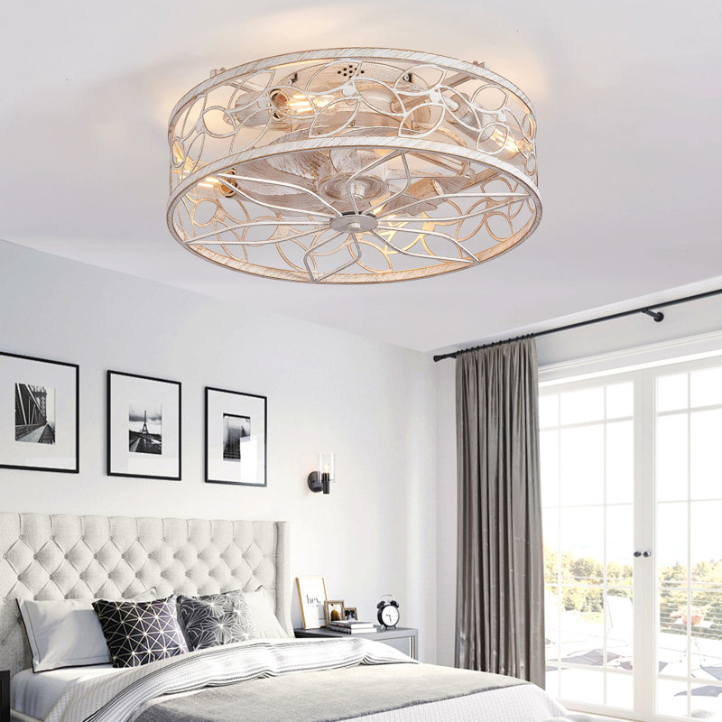 18-Inch Vintage Caged Ceiling Fan Light – Quiet Operation, Remote Control, Industrial Style For Living Room, Bedroom, And Kitchen (Silent/6-Speed/Reversible/Dc Motor) (Bulb Not Included)