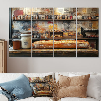 Ensemble de décoration murale brune et noire «French Cafe Baguette Et Jambon II»