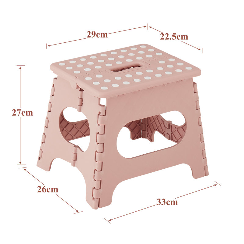 Dachi 27 cm Folding Step Stool, Non-Slip Surface Portabl Foldable Stool with Carry Handle, Heavy Duty to Support for Living Room, Kitchen, Bathroom