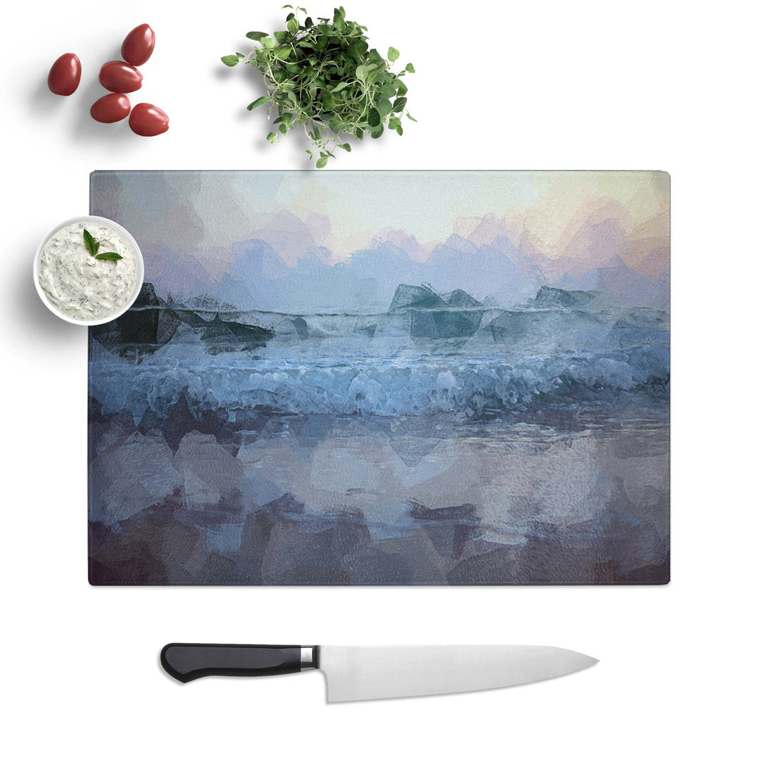 Tempered Glass Waves in Greece in Abstract Chopping Board