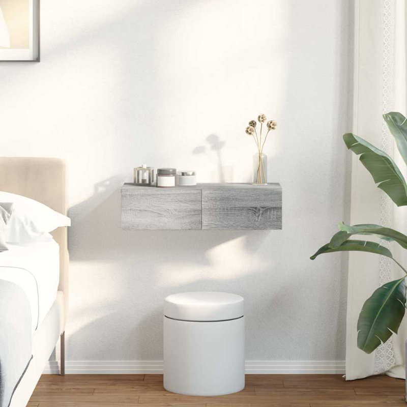 vidaXL Wall Shelf Grey sonoma Engineered wood 39.4x14.2x7.5 in, Gray Sonoma, 7.48 in H x 39.37 in W x 14.17 in D