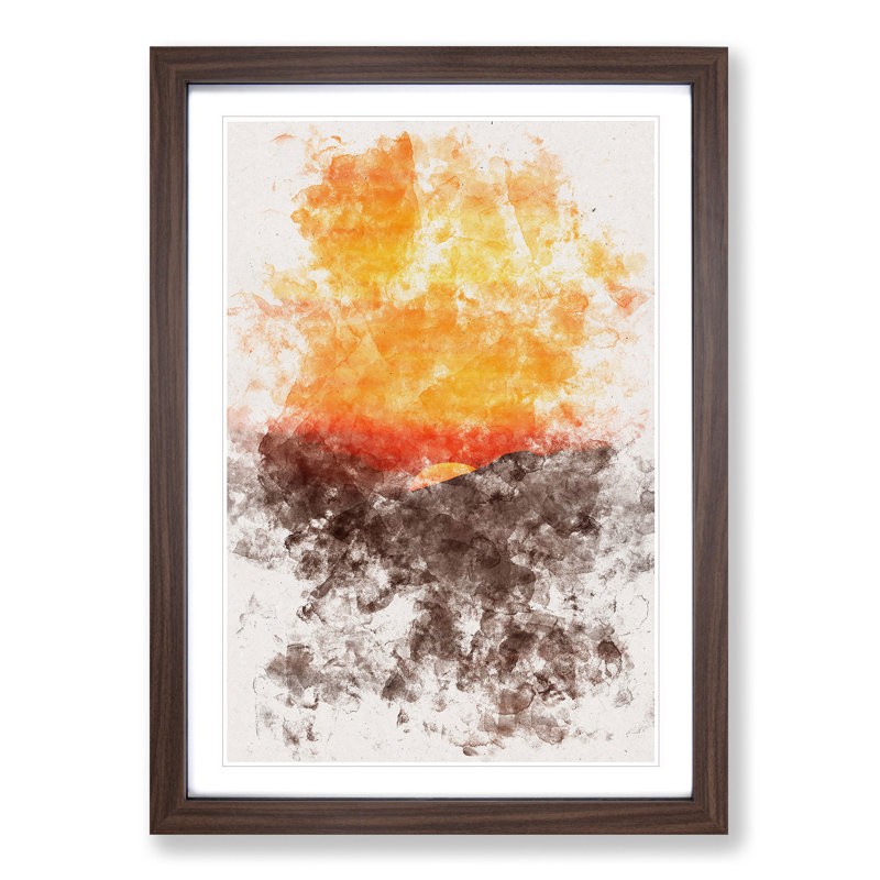 Orange Sunset - Picture Frame Painting Print, 45cm H x 33cm W x 2cm D, Walnut Framed