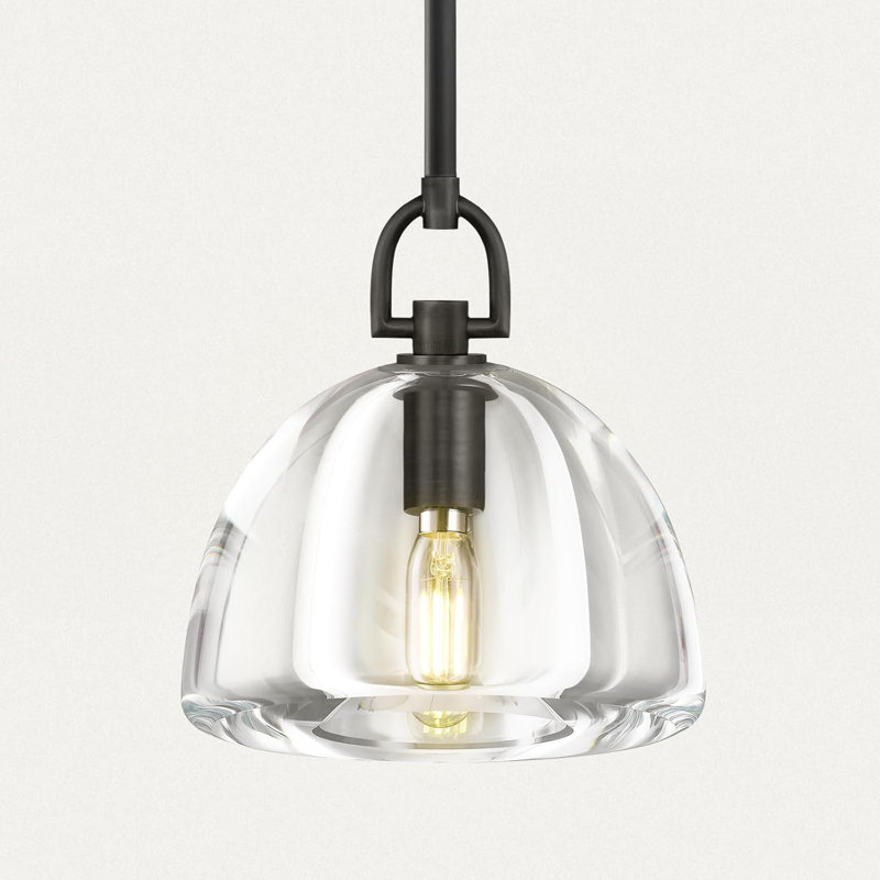 Crystal Black Pendant Lights Kitchen Island, 11" Crystal Dome Pendant Lighting, Modern Island Lights for Kitchen, Farmhouse Crystals Dome Black Pendant Light for Hallway Dining Room Bedroom