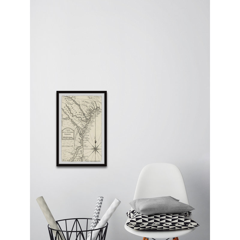 Carte de la Nouvelle-Géorgie - Reproduction d'art graphique sur papier encadré, H 45 po x l 30 po x P 1,5 po