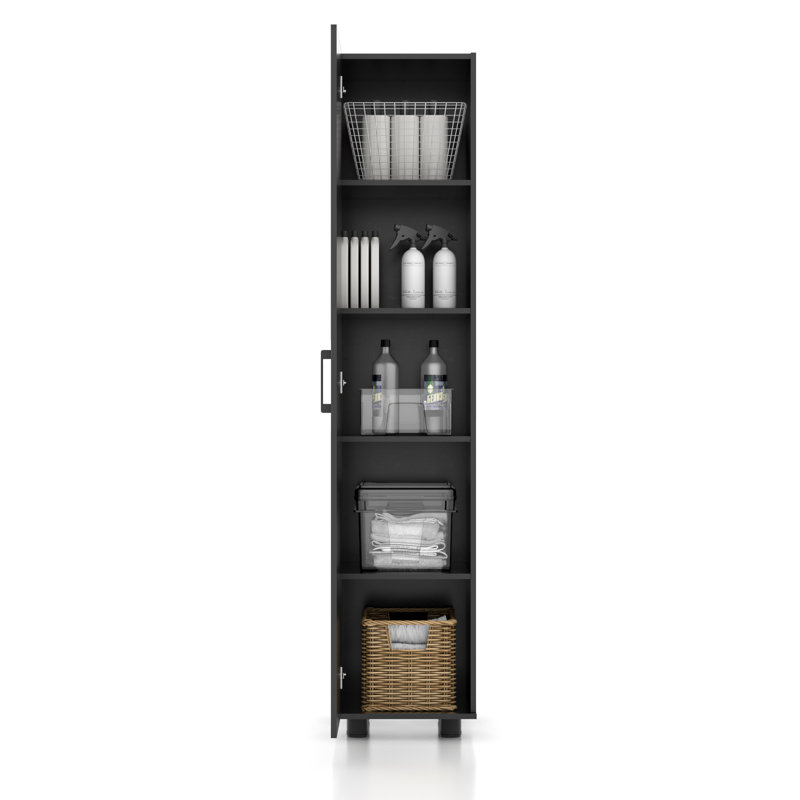 75" Extra Tall Slim Storage Cabinet with Framed Door Design, Freestanding Utility Cupboard with Adjustable Shelves & Anti-Tip Kit
