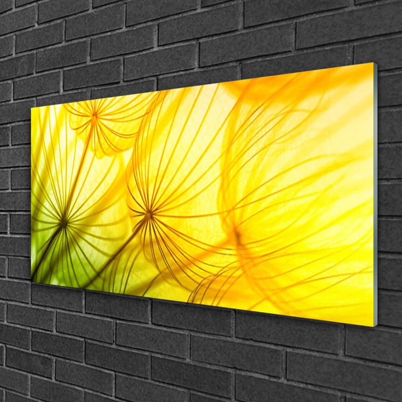 Glass Print Wall Art 100X50cm Image Printed On Glass Decorative Wall Picture Behind Toughened / Tempered Safety Real Glass For Kitchen & Living Room Theme: Dandelion Floral