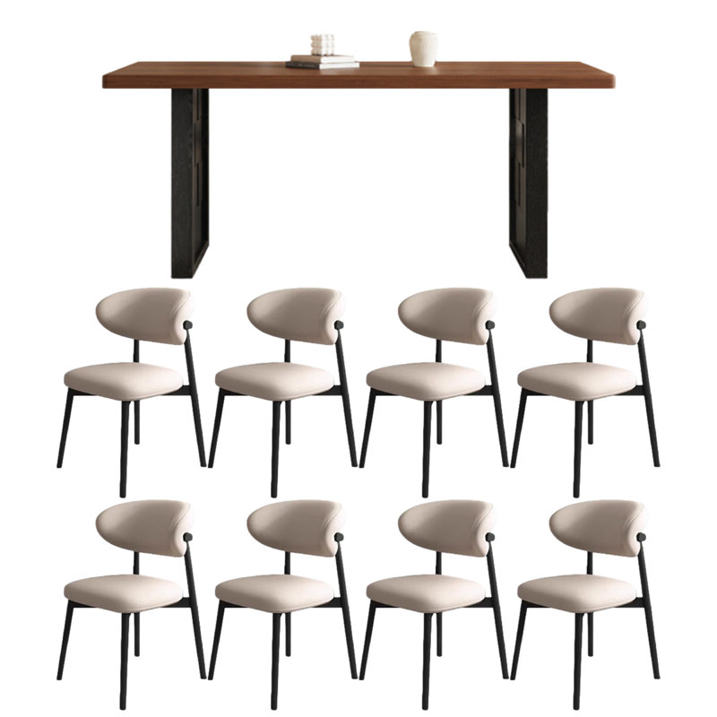 Mease, 9 pièces : table, 8 chaises, H 29,53 po x l 70,87 po x P 35,43 po, Brun