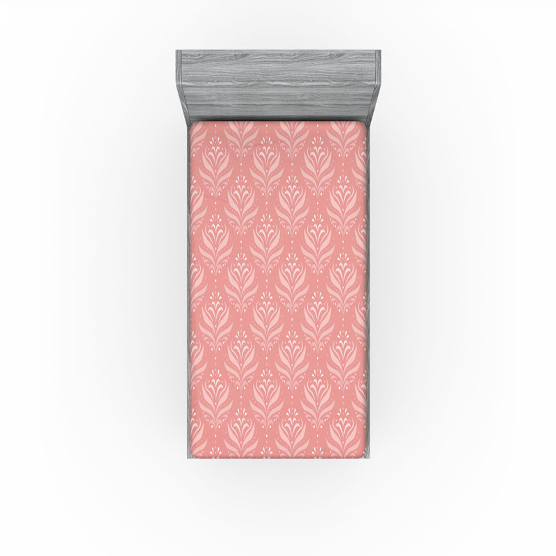 Drap-housse Ambesonne, Drap-housse de taille simple, Rose pâle, rose / floral