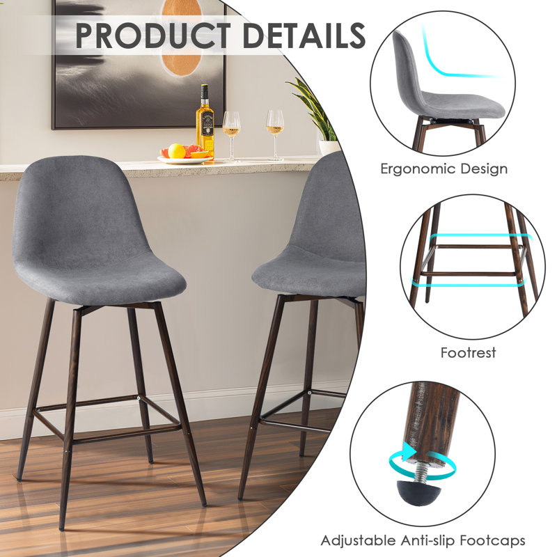 Gillham 360° Swivel Bar Height Stools Solid Back Bar Chairs with Backrest, Footrest for Kicthen/Bar