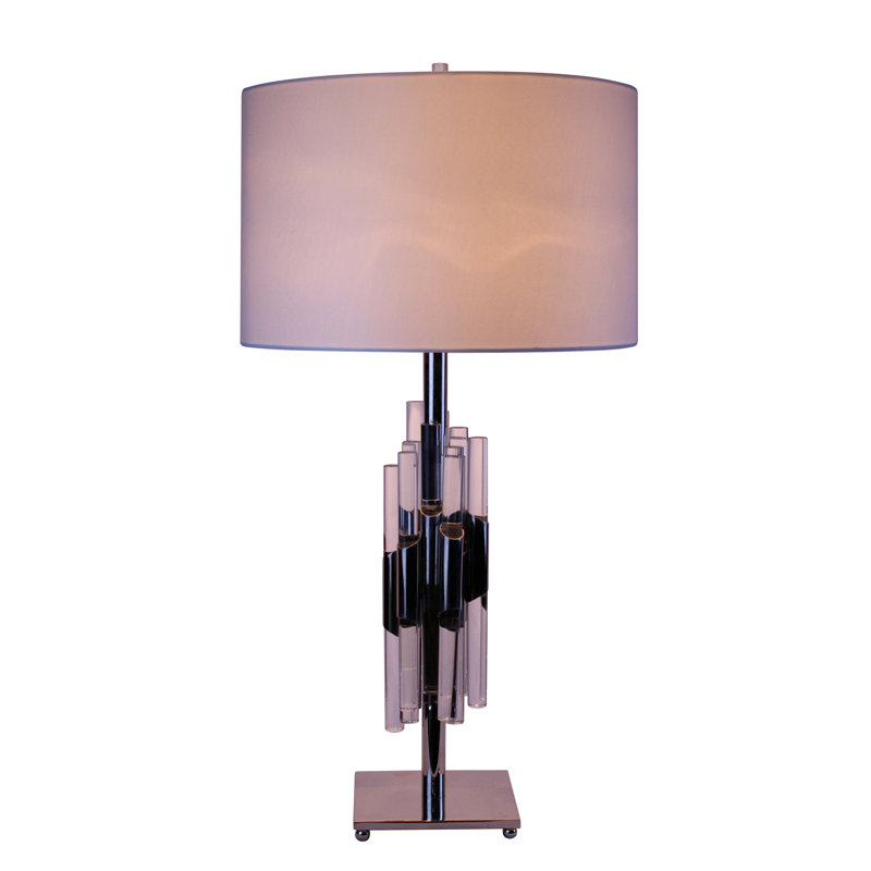 Hollie 1 Light Antique Brass With Crystals Table Lamp, Polished Nickel