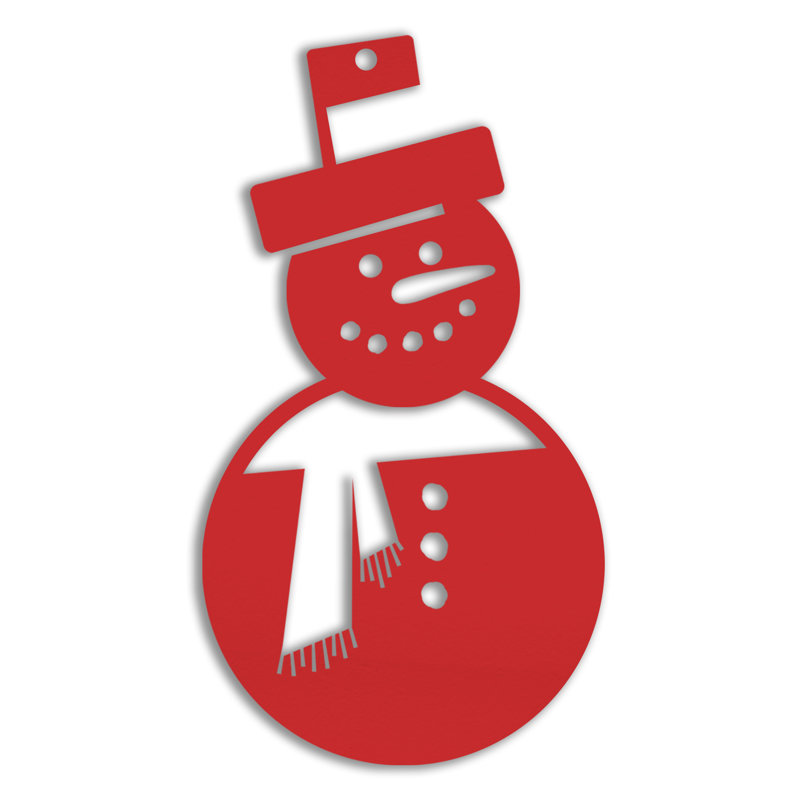 Ornement simple en métal bonhomme de neige, Rouge