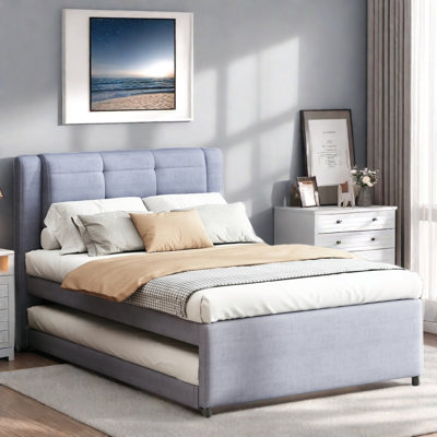 Upholstery Platform Bed With Multifunctional Trundle
