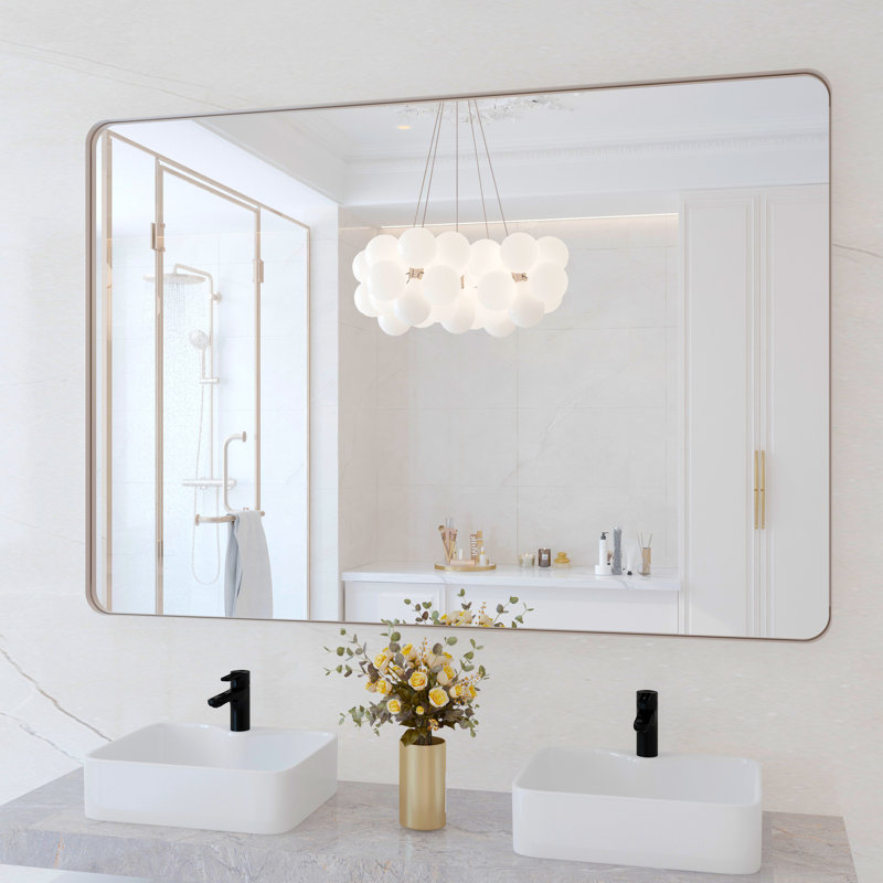 Miroir de salle de bain mural et d'angle Lesamuel, 36 po x 48 po, Nickel brossé