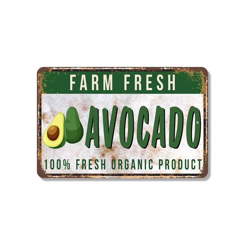 Enseigne en plastique 11 po x 17 po Farm Fresh Avocado, H 11 po x l 17 po x P 0,1 po