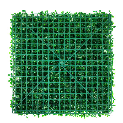 Artificial Boxwood Hedge Wall Panel - 10" x 10", PE/Plastic, 48 Pack, Green, UV Resistant