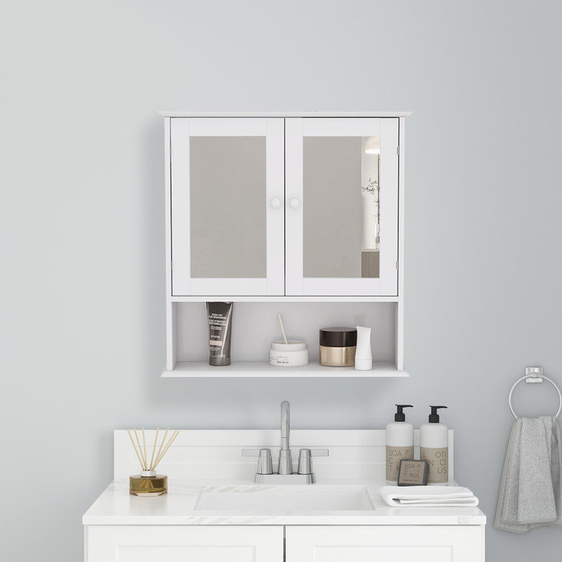 Étagère de salle de bain murale avec miroir H 21,85 po H 22,83 po Chanlee