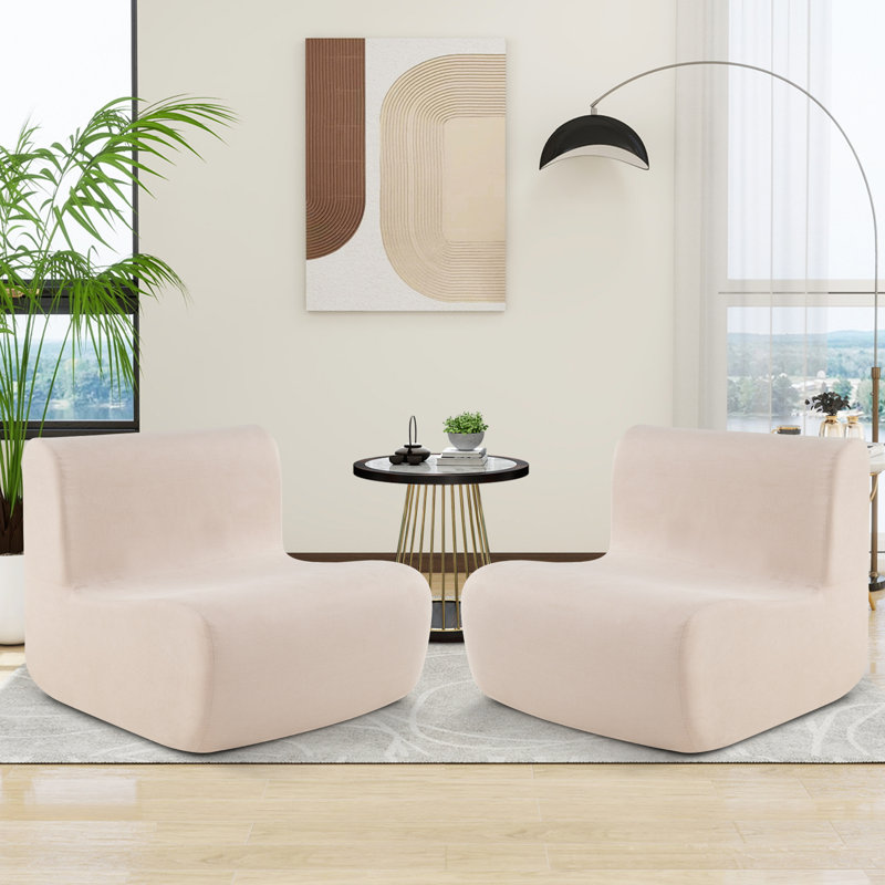 Velvet Accent Chair, Beige