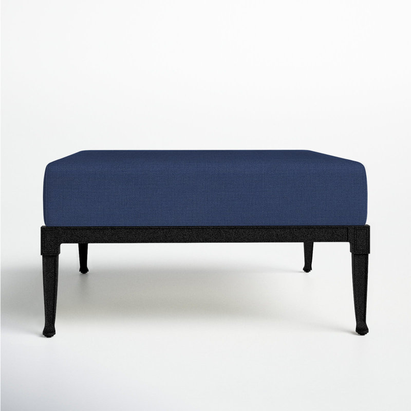 Repose-pieds d'extérieur Wiltshire, Noir texturé, Toile bleu marine Sunbrella®
