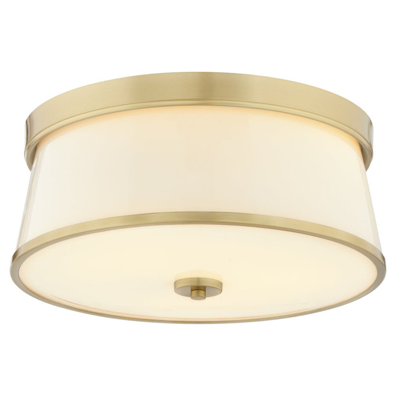Qualesha Glass Flush Mount, 6.5" H x 16" W x 16" D, Antique Brass